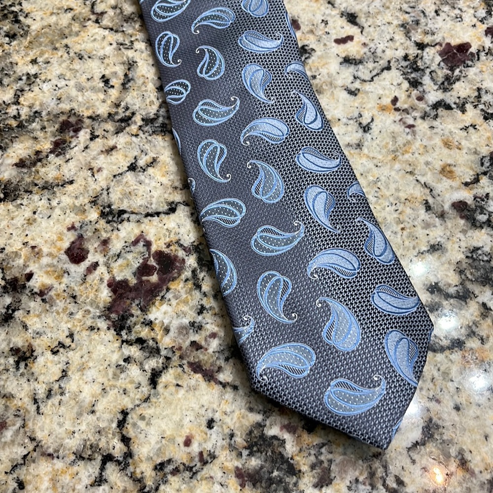 Ermenegildo Zegna Tie Silver/Sky Blue Piasleys
